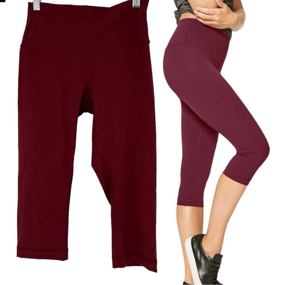 Lululemon Wunder Under Hi-Rise Crop 17" Full-On Luxtreme Deep Rouge Size 6